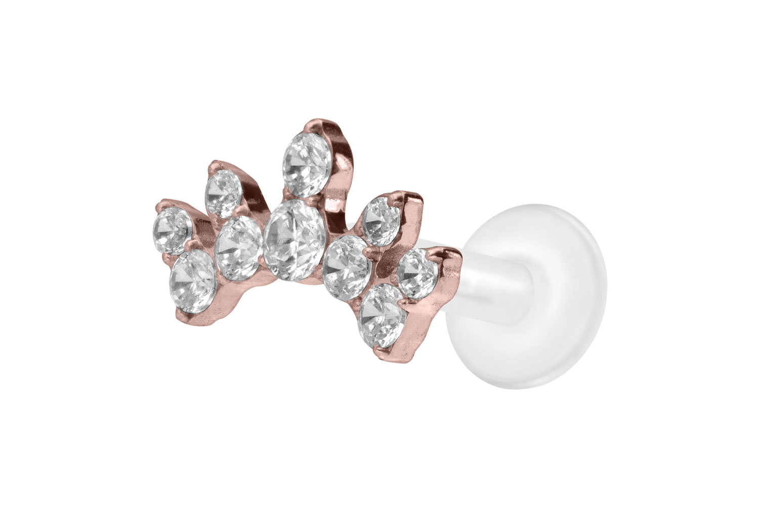 PTFE Labret Piercing mit Innengewinde + Titan-Aufsatz KRISTALLBOGEN